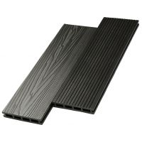 Террасная доска ДПК двусторонняя New 3D тиснение + вельвет Графит