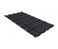 Металлочерепица камея GL 0,5 GreenCoat Pural RR 23 темно-серый (RAL 7024 мокрый асфальт)