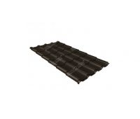 Металлочерепица камея GL 0,5 GreenCoat Pural RR 32 темно-коричневый (RAL 8019 серо-коричневый)