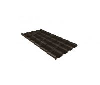 Металлочерепица камея GL 0,5 GreenCoat Pural matt RR 32 темно-коричневый (RAL 8019 серо-коричневый)