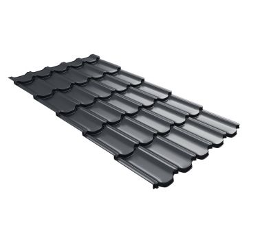Металлочерепица квинта плюс c 3D резом 0,5 Quarzit lite RAL 7024 мокрый асфальт от производителя  Grand Line по цене 1 066 р