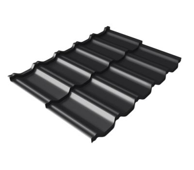 Металлочерепица модульная квинта Uno c 3D резом 0,5 GreenСoat Pural Matt RR 33 черный (RAL 9005 черный) от производителя  Grand Line по цене 1 189 р