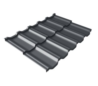Металлочерепица модульная квинта Uno c 3D резом 0,5 GreenСoat Pural RR 23 темно-серый (RAL 7024 мокрый асфальт) от производителя  Grand Line по цене 1 189 р
