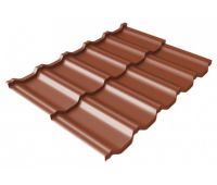 Металлочерепица модульная квинта Uno c 3D резом 0,5 Satin Мatt RAL 8004 терракота