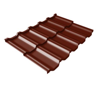 Металлочерепица модульная квинта Uno c 3D резом 0,5 Satin RAL 3005 красное вино от производителя  Grand Line по цене 731 р