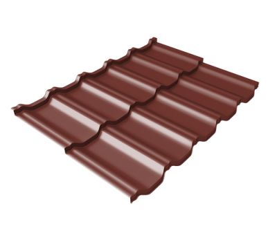 Металлочерепица модульная квинта Uno c 3D резом 0,5 Satin RAL 3009 оксидно-красный от производителя  Grand Line по цене 731 р