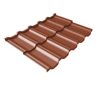 Металлочерепица модульная квинта Uno c 3D резом 0,5 Satin RAL 8004 терракота от производителя  Grand Line по цене 731 р